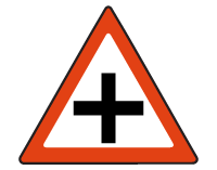 Crossroads ahead warning sign